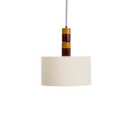 Mavran ceiling lamp in brown and mustard ceramic with cotton lampshade