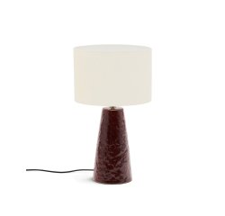 Drava table lamp in burgundy ceramic with cotton shade