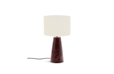 Lampe de table Drava en céramique grenat avec abat-jour en coton