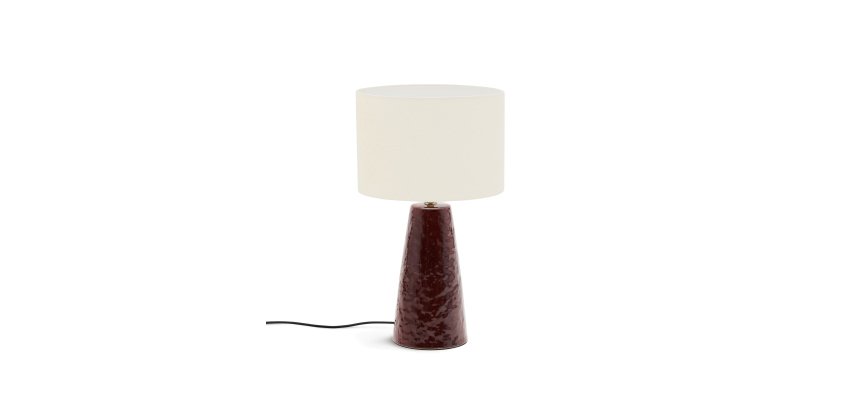 Drava table lamp in burgundy ceramic with cotton shade