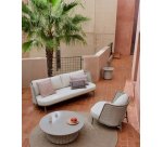 Table basse d’extérieur Sedalis en aluminium et corde taupe Ø 99 cm