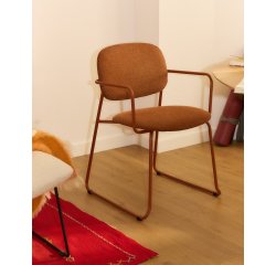 Meli chair in terracotta chenille with terracotta metal frame FSC Mix Credit