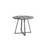 Table ronde Tella en acier galvanisé graphite et carreaux multicolores Ø90 cm