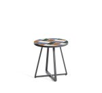 DE_Table d’appoint ronde Tella en acier galvanisé graphite et carreaux multicolores Ø45 cm