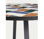 Table ronde Tella en acier galvanisé graphite et carreaux multicolores Ø90 cm