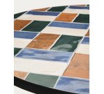 Table ronde Tella en acier galvanisé graphite et carreaux multicolores Ø90 cm