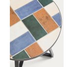 DE_Table d’appoint ronde Tella en acier galvanisé graphite et carreaux multicolores Ø45 cm