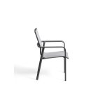 Chaise empilable d’extérieur Canea en textilène gris et aluminium graphite