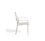 Chaise empilable d’extérieur Canea en textilène beige et aluminium écru