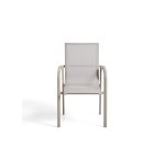 Chaise empilable d’extérieur Canea en textilène beige et aluminium taupe
