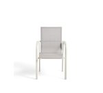 Chaise empilable d’extérieur Canea en textilène beige et aluminium écru