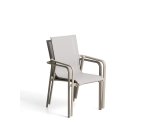 Chaise empilable d’extérieur Canea en textilène beige et aluminium taupe