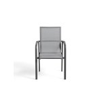 Chaise empilable d’extérieur Canea en textilène gris et aluminium graphite