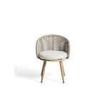 Chaise d’extérieur Lidario en aluminium effet bois et corde synthétique taupe