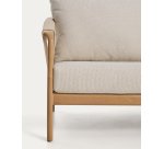 Ensemble d’extérieur Sirte avec canapé 3 places, 2 fauteuils et table en aluminium avec finition effet bois et coussins écrus