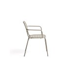 DE_Chaise empilable d’extérieur Brai avec accoudoirs en acier galvanisé taupe