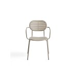 DE_Chaise empilable d’extérieur Brai avec accoudoirs en acier galvanisé taupe