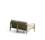 Menfi 2-seater sofa in solid acacia wood and green rope cord 136 cm FSC 100%