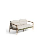Menfi 2-seater sofa in solid acacia wood and green rope cord 136 cm FSC 100%
