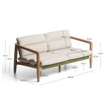 Menfi 2-seater sofa in solid acacia wood and green rope cord 136 cm FSC 100%