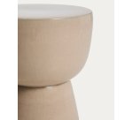 DE_Table auxiliaire d’extérieur Mesquida en céramique avec finition écrue dépolie Ø 36 cm