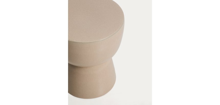 DE_Table auxiliaire d’extérieur Mesquida en céramique avec finition écrue dépolie Ø 36 cm