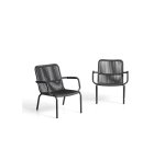 DE_Fauteuil empilable Salis en aluminium graphite et corde synthétique gris foncé
