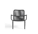 DE_Fauteuil empilable Salis en aluminium graphite et corde synthétique gris foncé