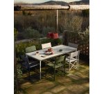 Chaise pliable d’extérieur Tisno en aluminium taupe et textilène taupe
