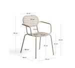 DE_Chaise empilable d’extérieur Brai avec accoudoirs en acier galvanisé taupe
