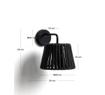 Aldet black outdoor wall light in flat rope cord and metal
