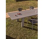 Table extensible Livorno en aluminium taupe 233(350) x 100 cm