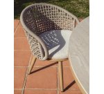 Chaise d’extérieur Lidario en aluminium effet bois et corde synthétique taupe