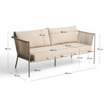Zivia 2-seater outdoor sofa in ecru rope cord and taupe galvanised steel 178cm