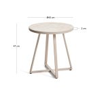 DE_Table d’appoint ronde Tella en acier galvanisé et carreaux beiges Ø45 cm