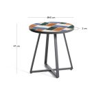 DE_Table d’appoint ronde Tella en acier galvanisé graphite et carreaux multicolores Ø45 cm