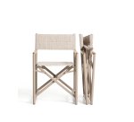 Chaise pliable d’extérieur Tisno en aluminium écru et textilène écru