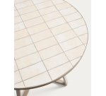 Tella round table in taupe galvanised steel with beige tiles Ø120cm