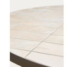 Tella round table in taupe galvanised steel with beige tiles Ø120cm