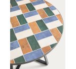 Table ronde Tella en acier galvanisé graphite et carreaux multicolores Ø120 cm