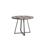 Table ronde Tella en acier galvanisé graphite et carreaux multicolores Ø120 cm