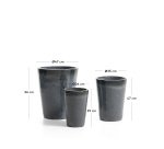 Rotja set of 3 terracotta planters with glazed blue finish Ø 26 / 35 / 47 cm