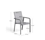 Chaise empilable d’extérieur Canea en textilène gris et aluminium graphite