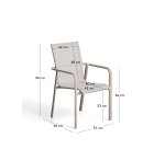 Chaise empilable d’extérieur Canea en textilène beige et aluminium taupe