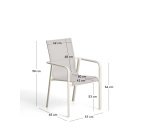 Chaise empilable d’extérieur Canea en textilène beige et aluminium écru