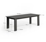 Livorno extendable table in graphite aluminium 233(350) x 100 cm