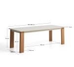 Table extensible Livorno en aluminium couleur écrue et pieds effet bois 233(350) x 100 cm