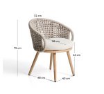 Chaise d’extérieur Lidario en aluminium effet bois et corde synthétique taupe