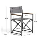 Tisno outdoor folding chair in graphite aluminium and grey texteline