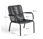 DE_Fauteuil empilable Salis en aluminium graphite et corde synthétique gris foncé